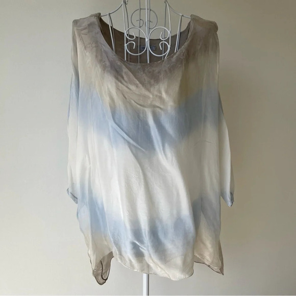 Isabel Tavares tunic Top Oversized Lagenlook sequined accent rayon/silk size M - Picture 1 of 8
